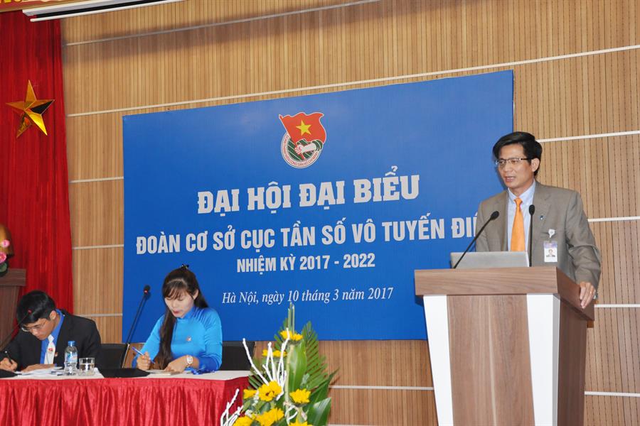 Đồng chí Lê Văn Tuấn - Phó Bí thư Đảng ủy Cục Tần số VTĐ phát biểu chỉ đạo Đại hội