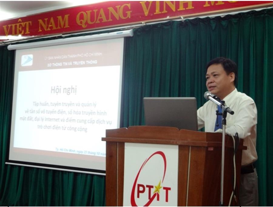 Ông Lê Quốc Cường – Phó Giám đốc Sở TTTT thành phố Hồ Chí Minh phát biểu khai mạc Hội nghị