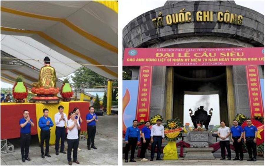 Tập thể công chức và người lao động Trung tâm Tần số vô tuyến điện khu vực VIII dâng hương tưởng nhớ các Anh hùng liệt sĩ tại Đài tưởng niệm Anh hùng liệt sĩ xã Hy Cương – Tỉnh Phú Thọ – Ngày 24/7/2026