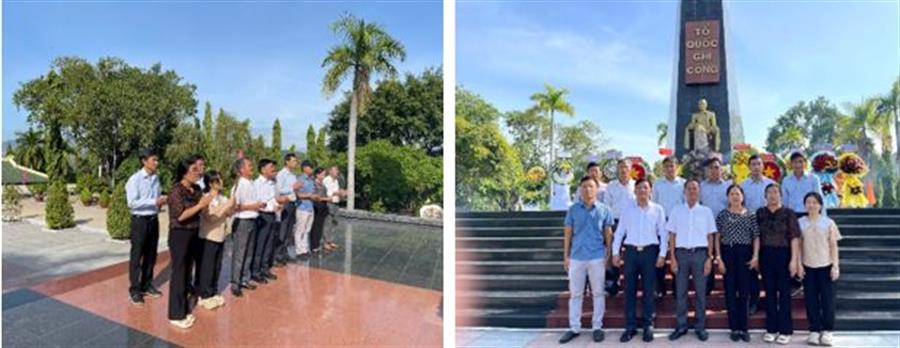 Công chức và người lao động Trung tâm Tần số vô tuyến điện khu vực VII viếng thăm Nghĩa trang Liệt sĩ Hòn Dung tại Phường Tây Nha Trang, Tỉnh Khánh Hòa, sáng ngày 27/7/2026